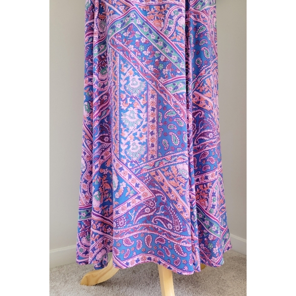ba&sh Blossom Fanessa Maxi Skirt Blue & Pink Batik Floral Print Size 1 Small - Picture 7 of 16